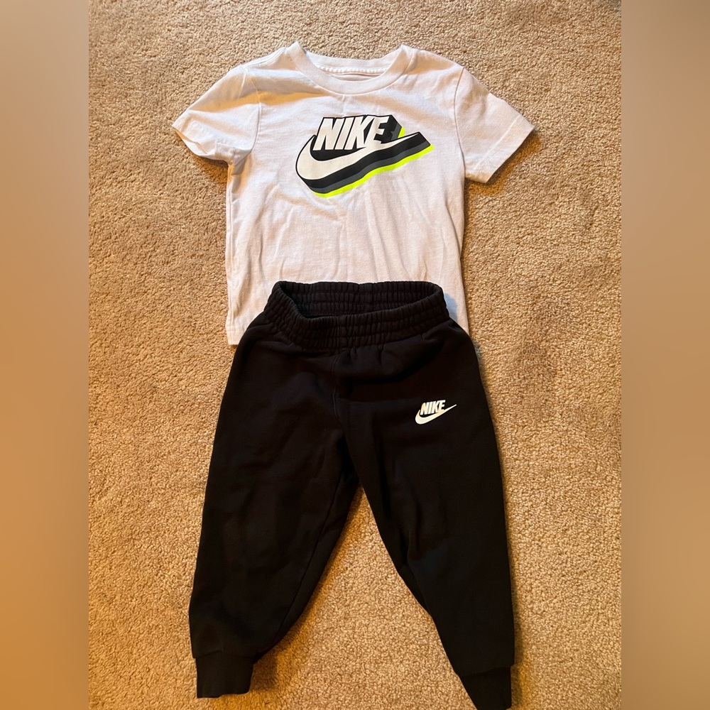 Nike Kids Black Sweatpant and Shirt Set